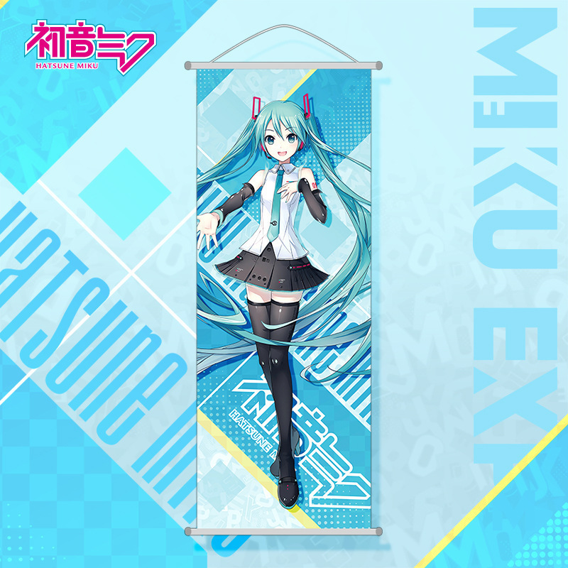初音新作掛け画初音ミク二次元桃皮絨毛巻き軸布画壁画アニメ周辺25/70|undefined