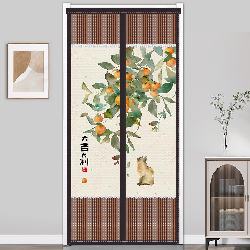 2026 Spring New Magnetic Anti-Mosquito Door Curtain with Velcro, No-Drill Privacy Screen Curtain, Solid Color Diamond Mesh