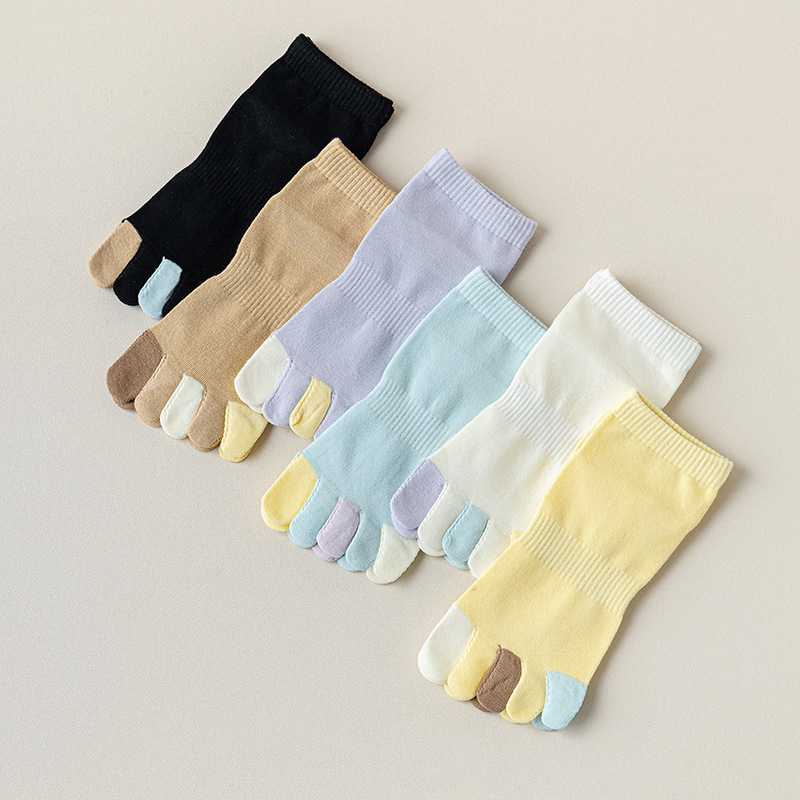 Five-finger socks children breathable color matching cute fashion short socks cotton socks cream low toe socks Zhuji wholesale