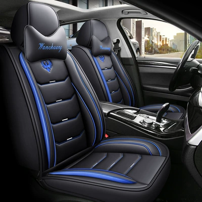 Seat cushion, seat cover | ice silk seat cover all inclusive - black-blue-comfort-edition-full-leather