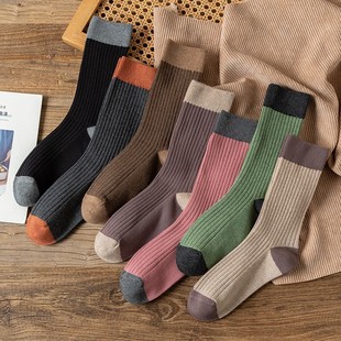 Stockings female solid color Joker spring and autumn pile socks in the cylinder Japanese Academy of the wind outside the color autumn and winter long tube socks tide