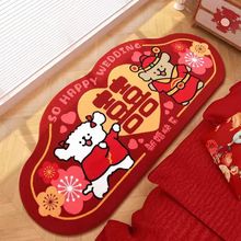 卡通线条狗卧室毛绒保暖床边毯仿羊绒客厅长条阳台飘窗垫一件代发