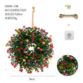 小号尤加利茶花welcome花环亚马逊家居挂饰塑料仿真植物仿真花环