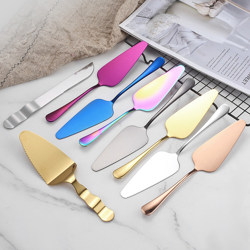 Cross-border stainless steel cake spatula baking triangle spatula pizza knife cheese dessert spatula kitchen home use with teeth bread spatula