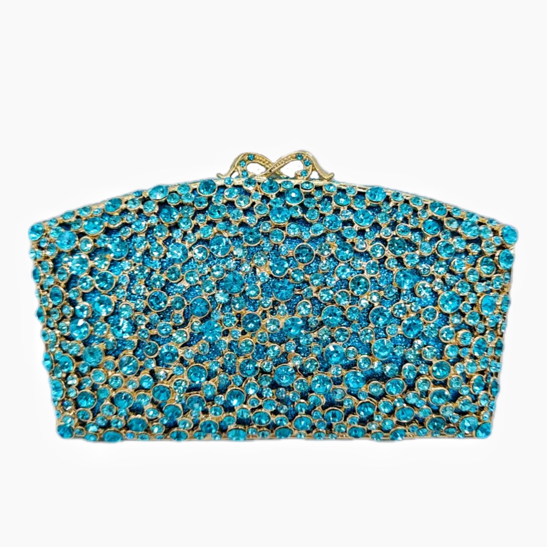 Túi clutch nữ đính đá dạ hội cao cấp kim loại rỗng — Màu xanh nước hồ, Vàng kim AB, Màu bạc, Cá tính đặt làm chi tiết 8