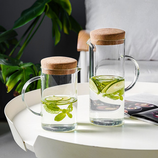 Glass Cold Water Pitcher, High-Temperature Resistant, Japanese-Style Household Cold Water Cup, Large Capacity, Living Room Kettle, European-Style Juice Pitcher, Shatterproof