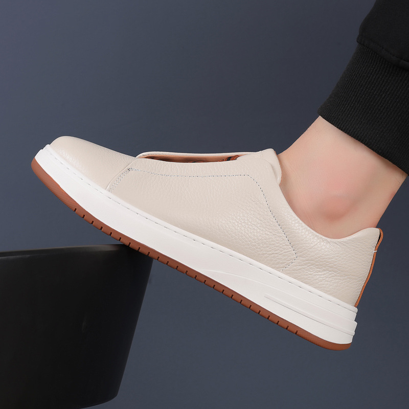 Piel de vaca de primera capa nuevos zapatos casuales para hombres zapatos blancos de cuero para hombres zapatos de hombre de todo fósforo de moda zapatos transpirables