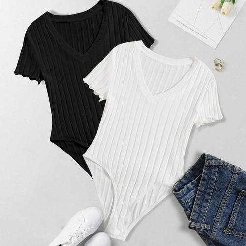 Colorful sweet style tight-fitting bodycon dress for spicy girls, slim-fit t-shirt with elastic and close-fitting design, dark buttoned knit short-sleeved top with buttons