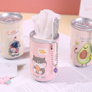 Cartoon canned wipes creative portable mini 30-drawer wipes cute drinks canned disposable cleaning wipes