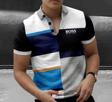 2024 nuevo Aliexpress transfronterizo verano delgado casual de manga corta cremallera estriada solapa camiseta camiseta polo