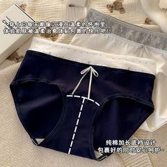 纯棉内裤女10A抗菌加长裆少女撞色学院风全棉裆女士中腰三角裤头