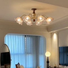 法式中古风吊灯主客厅灯黑胡桃木轻奢黄铜高级感新中式卧室餐厅灯