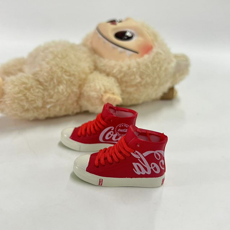 LABUBU Zapatos Rabu Ropa de bebé 17cm felpa vinilo bolso de muñeca colgante para zapatos desnudos caja ciega