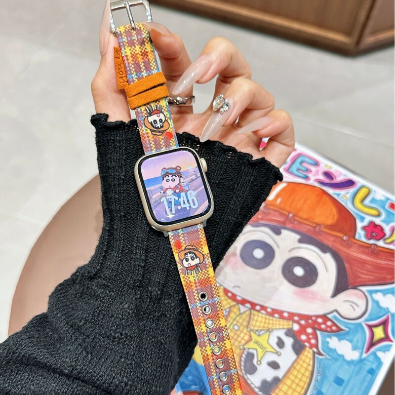Limited Crayon Small New Leather Strap for Apple s10 Watch Apple watch9876543 Generation SE2 Limited Crayon Small New Leather Strap for Apple s10 Watch Apple watch9876543 Generation SE2