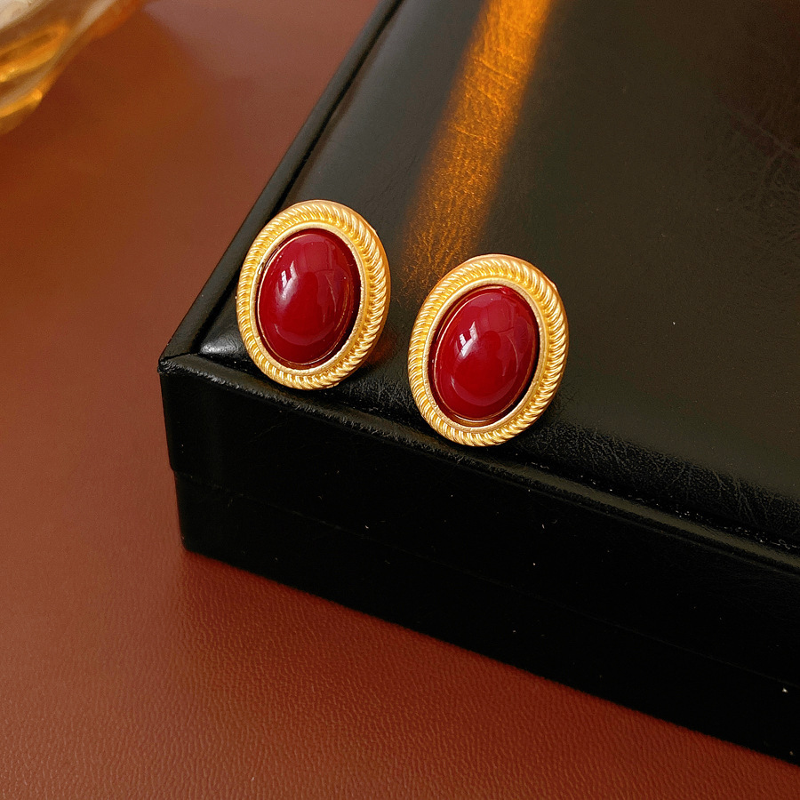 Medieval vintage diamantes geométricos oval pendientes collar ligero lujo nicho cadena clavícula juegos de joyería retro
