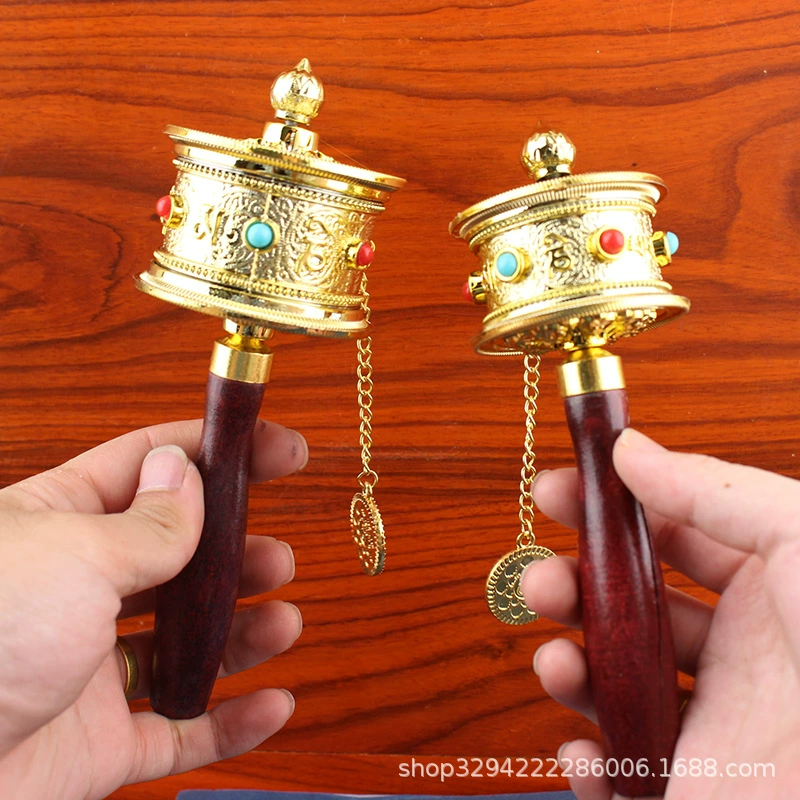 手摇转经轮底座藏式佛前寺庙字真言转经轮手柄手持插座佛具底座