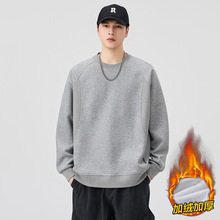 安洋卫衣男加绒加厚2025冬季新解构休闲宽松保暖长袖打底衫上衣服