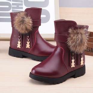 201 Autumn Four Seasons Children's Velvet Real Fur Martin Boots Short Boots Girls' Shoes Boots Mid-Calf Snow Boots