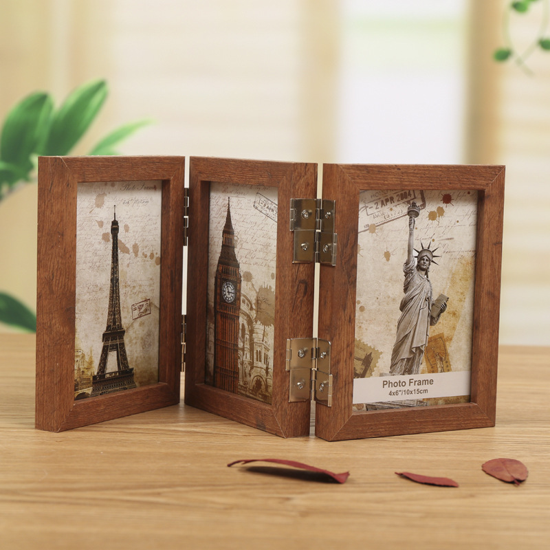 Manufacturer Wholesale Creative 70% off Wooden Photo Frame Photo Frame Table 6inch 7inch Double-Sided Foldableing Photo Frame Literary Photo Frame