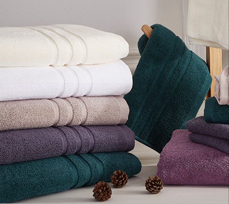 Factory direct plain foreign trade solid color high-end bath towel embroidery logo increase thickening gift Hotel beauty salon