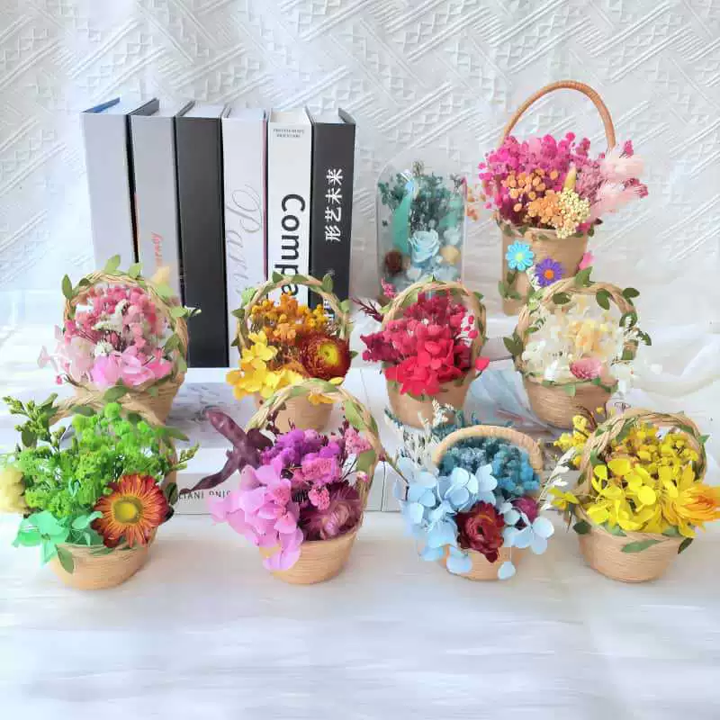 Вечные сухие цветочные материалы, ручная работа, цветочная корзина из пеньковой веревки, клей, подарок «сделай сам», тимбилдинг, цветочное искусство, женский день, подарок на день матери