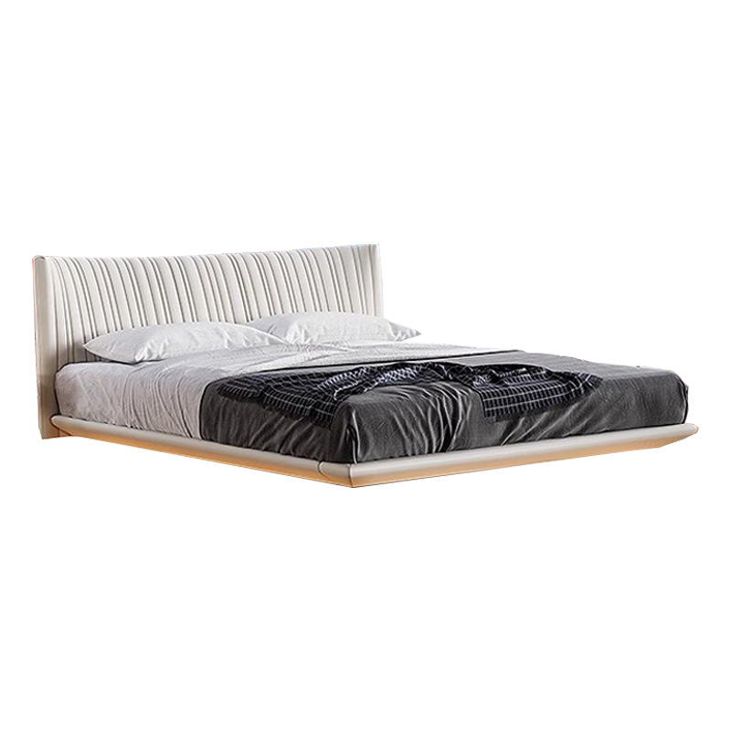 Italiano minimalista cama de cuero genuino cama de suspensión dormitorio principal cama de boda doble 1,8 m cama suave cama de cuero de diseño de alta gama