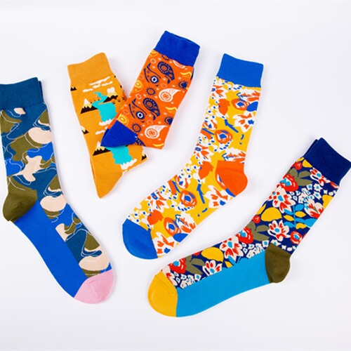 Cross-border new autumn and winter novelty brand socks, new happy socks, cotton socks, abstract long socks, casual
