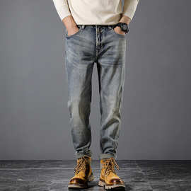 大牛 弹力舒适牛仔男直筒宽松高端高腰大码2024新款QQ1518359144