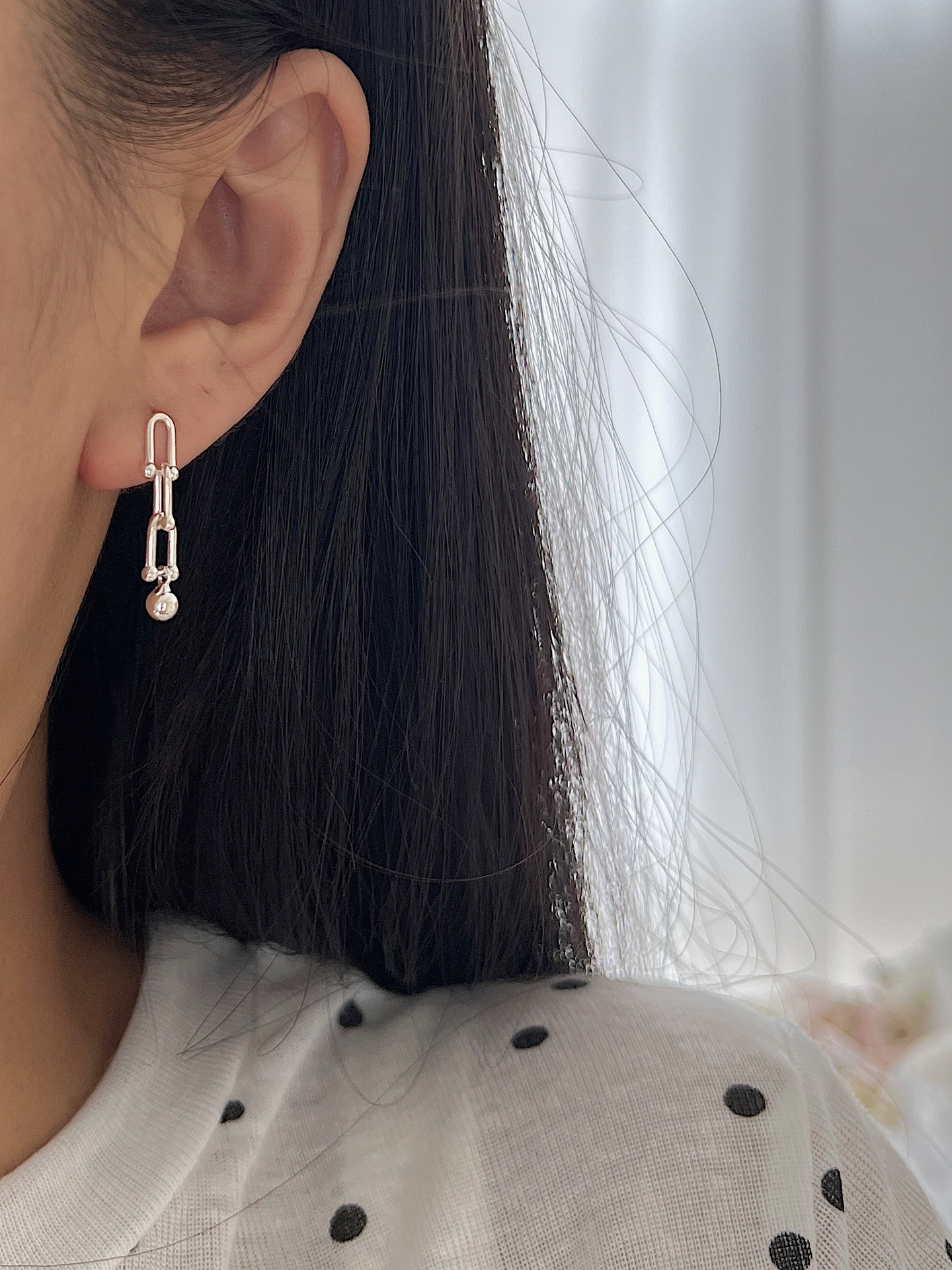 1 Pair 925 Sterling Silver Geometric Round Drop Earrings display picture 2