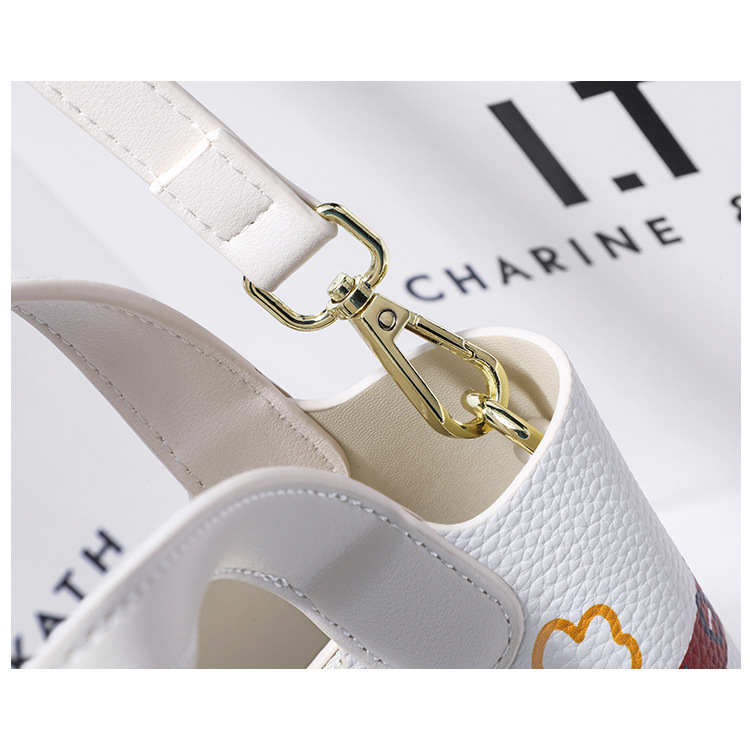 Little Bear Graffiti Basket Bucket for Women 2024 New High end Fashion Versatile Handheld Crossbody Bag_voghion.com