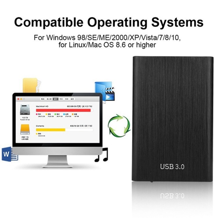 全新便攜式固態硬盤USB3.0拉絲金屬1TB/2T大容量擴容8TB/16TB跨境