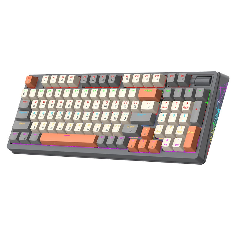 К95 Русская механическая клавиатура Hyun Yinhu RGB трёхрежимная беспроводная Bluetooth горячая замена русская игровая клавиатура