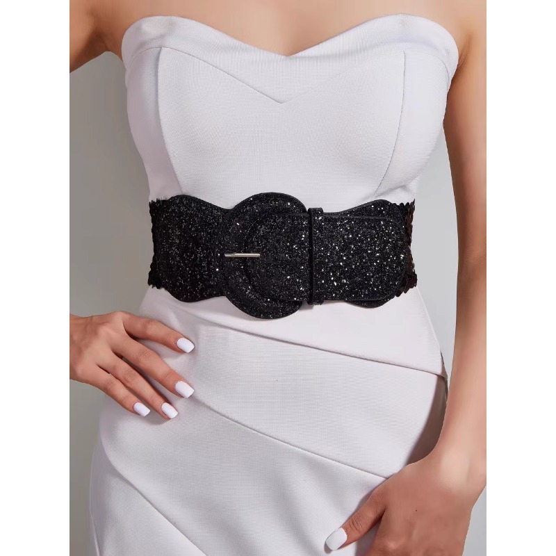 Ceinture décorative de style européen-américain pour femmes, idéale pour manteaux et robes, ceinture de tailleur cintrée, ceinture élastique extensible._voghion.com