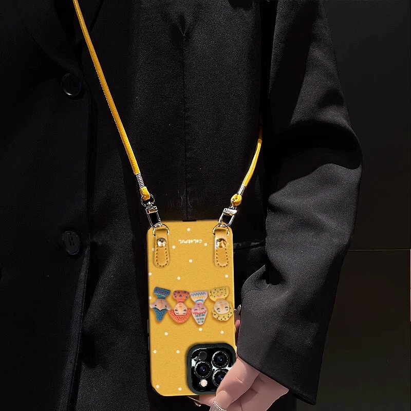 Dopamine Doll Case Suitable for Apple 16 Phone Case 13 Pro Max Crossbody Strap 15 Hand-Held Leather Case 14 Full-Cover Women's Case Dopamine Doll Case Suitable for Apple 16 Phone Case 13 Pro Max Crossbody Strap 15 Hand-Held Leather Case 14 Full-Cover Women's Case
