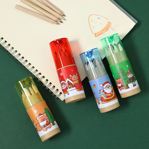 Christmas small gifts, student prizes, 12-color primary school student painting colored pencils, 12 pieces in a bucket
