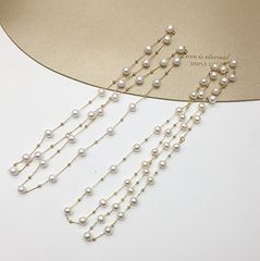 振音網紅博主大愛一項多戴14k注金淡水真珠満天星長ネックレスセーターチェーン