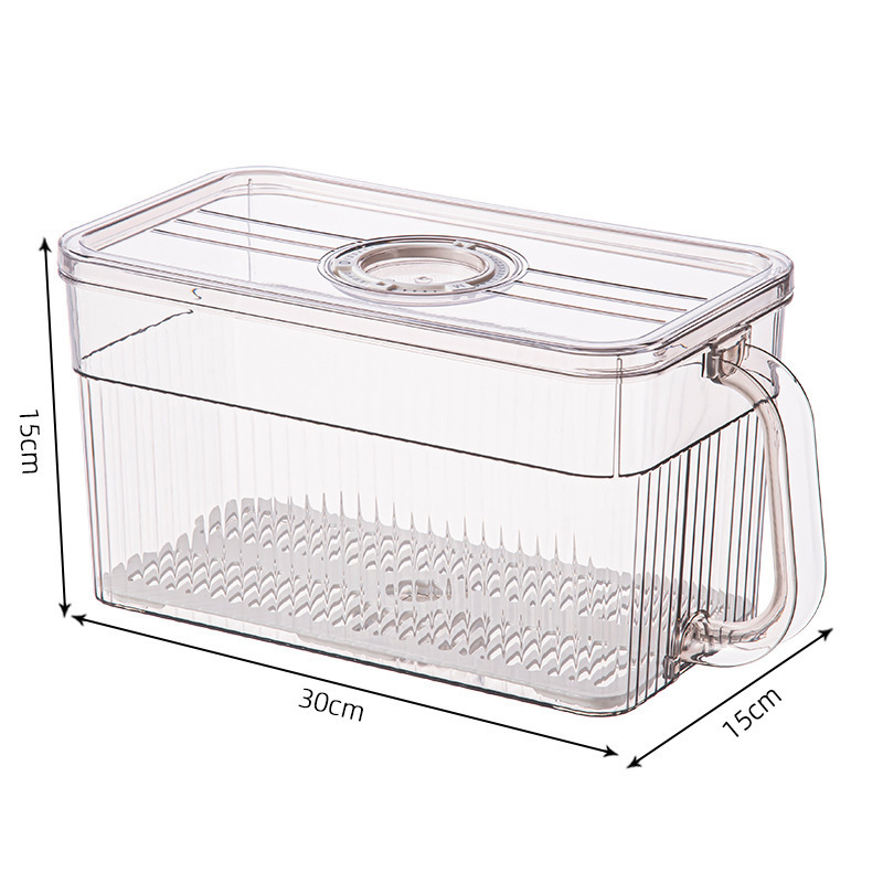 キッチン冷蔵庫専用収納ボックスハンドル付きpetタッパー食品級整理神器透明収納ボックス|undefined
