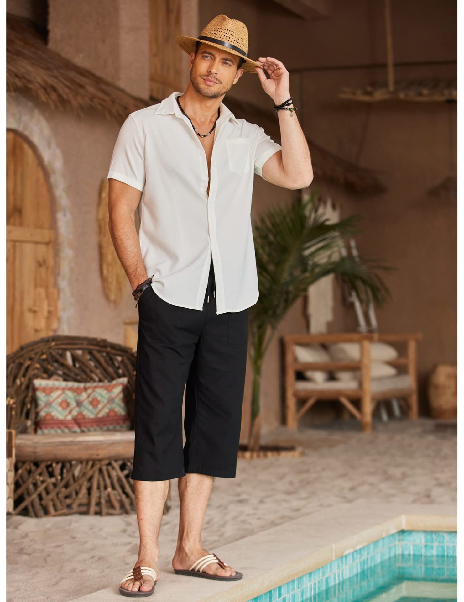 Herren Freizeithose Mit Kordelzug Für Strand Und Yoga_voghion.com
