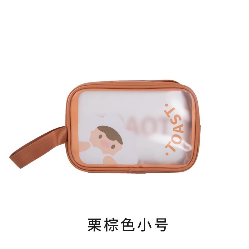 Bolsa de cosméticos de dibujos animados lindo de gran capacidad Pu bolsa de lavado a prueba de agua bolsa de almacenamiento transparente de cosméticos de lavado portátil de viaje