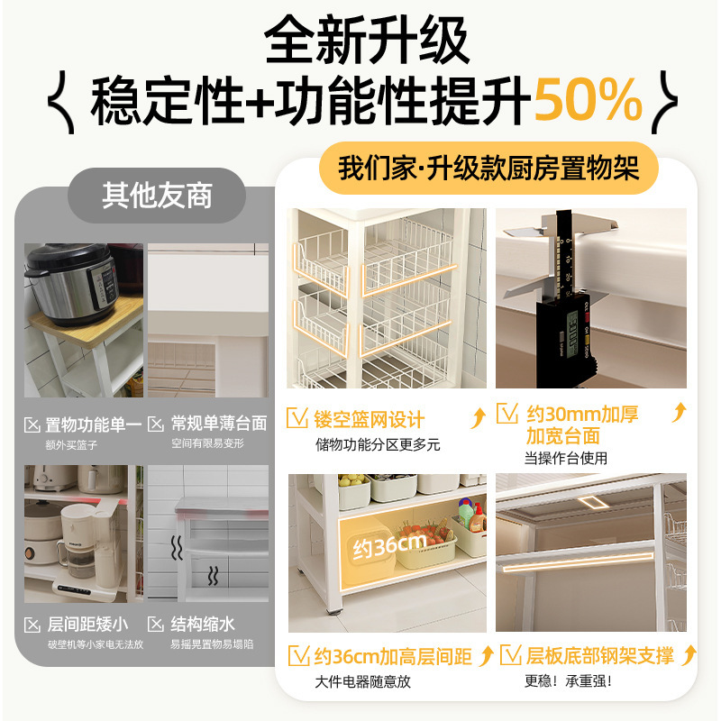 Estante de almacenamiento multicapa de piso de cocina, mesa de corte de verduras multifuncional para microondas, estante de almacenamiento de armario de comedor