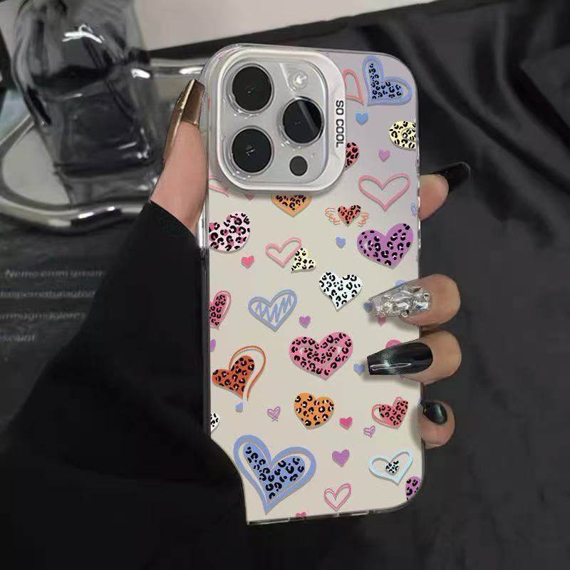 Spotted Heart Design Suitable for Apple 17 Pro Max Phone Case, Personalized Energetic Case for iPhone 16/15/14, European and American Style 13