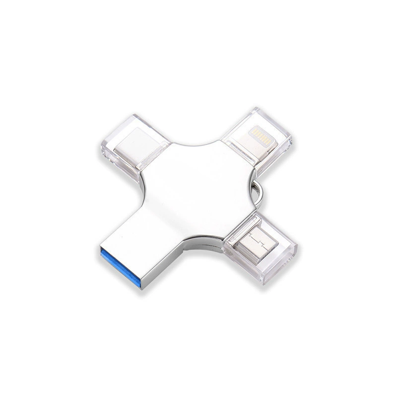 USB-флеш-накопитель apple совместимый 4-в-1 (алюминиевый корпус), OTG Type-C/Micro/USB3.0, 8–512 ГБ