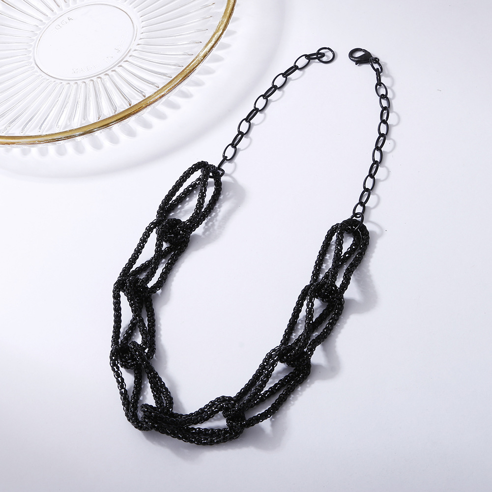 retro exaggerated multilayer hollow matte necklacepicture4