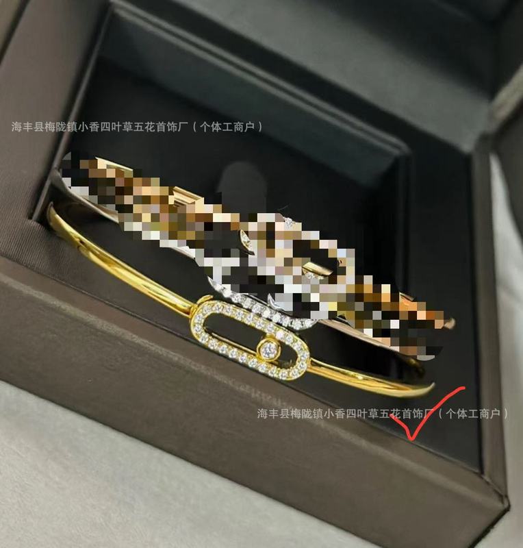欧美跨境v金三钻灵动镶钻手镯女厚镀18k玫瑰金设计高级感百搭手环|undefined