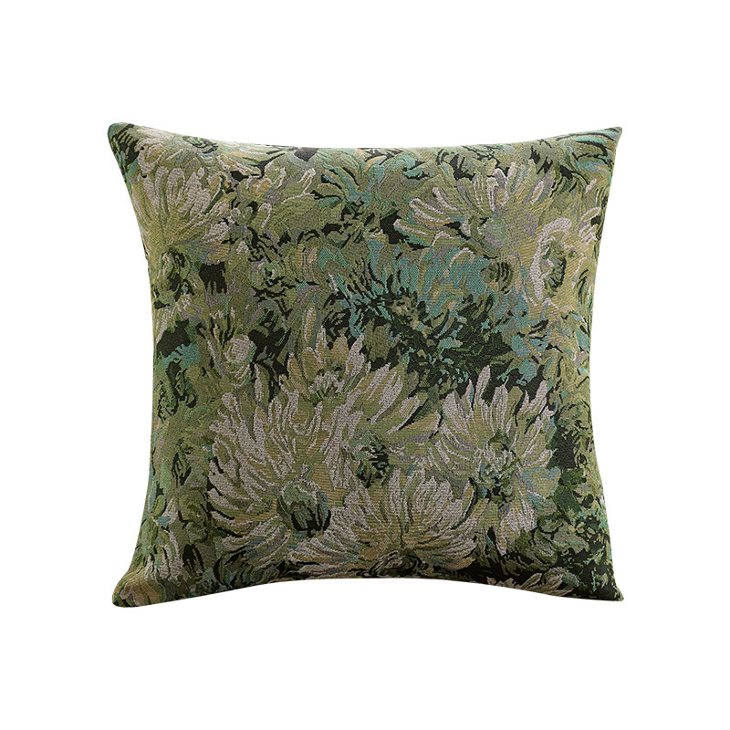 Monet francés Jacquard flores tejidas almohada flores sofá almohada funda ventana flotante sofá almohada