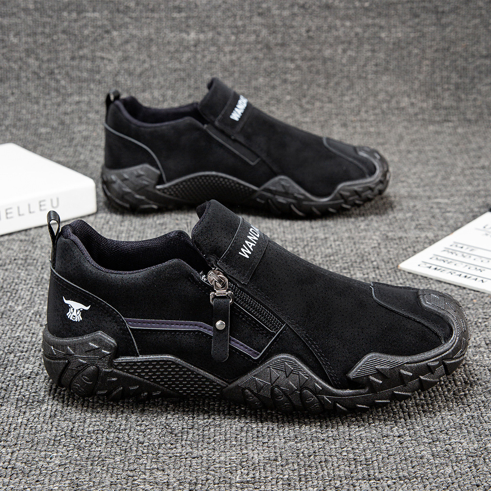 Zapatos de hombre nuevos zapatos casuales con cremallera lateral de moda zapatos de trabajo de suela gruesa al aire libre cuatro estaciones zapatos deportivos perezosos