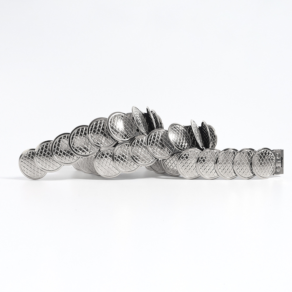 Ceinture en fer métallique pour femmes, écailles de poisson élastiques, ceinture élastique ronde rétro avec jupe, ceinture de costume européenne et américaine_voghion.com