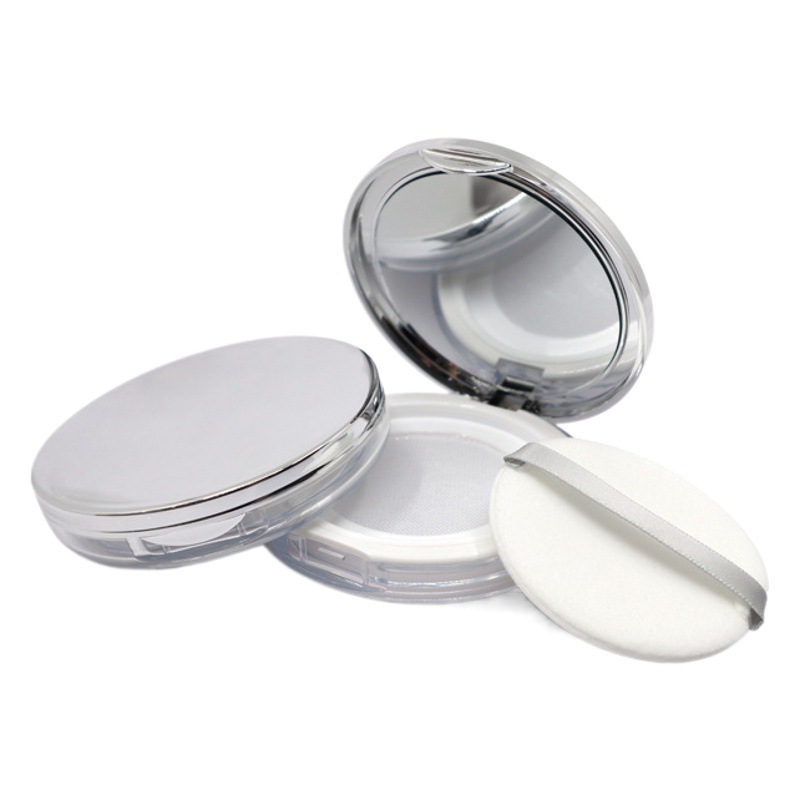 5G Super Bo Flip portátil de plata con espejo polvo suelto miel en polvo caja vacía caja de pastel en polvo caja de embalaje en polvo suelto que contiene soplo de polvo en stock