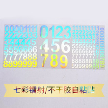 七彩镭射数字炫彩墙贴画客厅装饰数字号码户外玻璃创意自粘防水贴