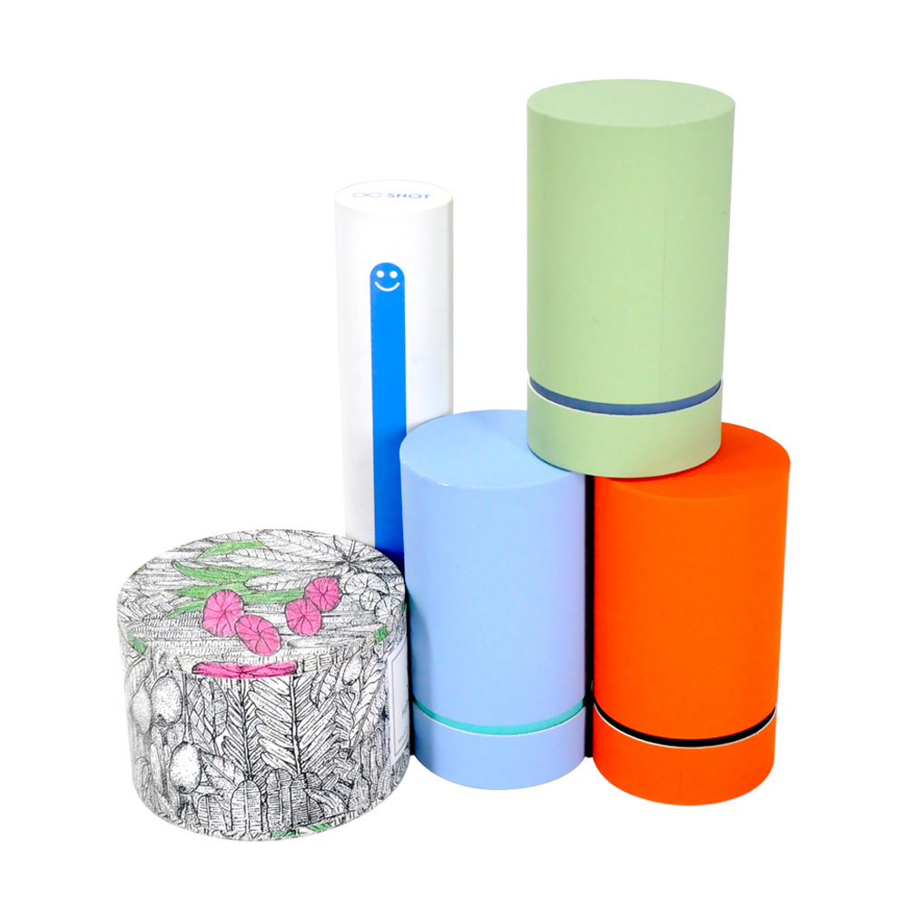 Venta al por mayor caja de color de perfume de boca plana cilíndrica caja de envases cosméticos Latas de papel de productos de cuidado de la piel de cubierta plana de fondo plano fábrica de envases
